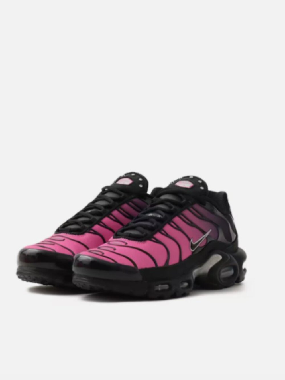 NIKE Women's Air Max Plus Black Peony Metallic Silver "MULTIPLE SIZE"